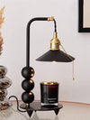 modern black metal leather table lamp gold tone