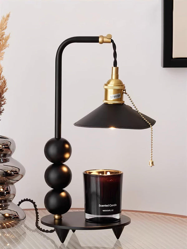 modern black metal leather table lamp gold tone