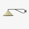 modern black metal swing arm wall sconce beige fabric shade