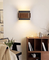 modern black travertine walnut led wall sconce