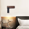 modern black travertine walnut wall sconce