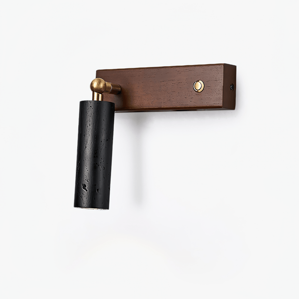 modern black travertine walnut wall sconce