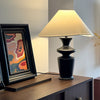 modern black wood fabric table lamp
