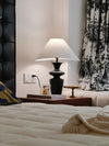 modern black wood fabric table lamp