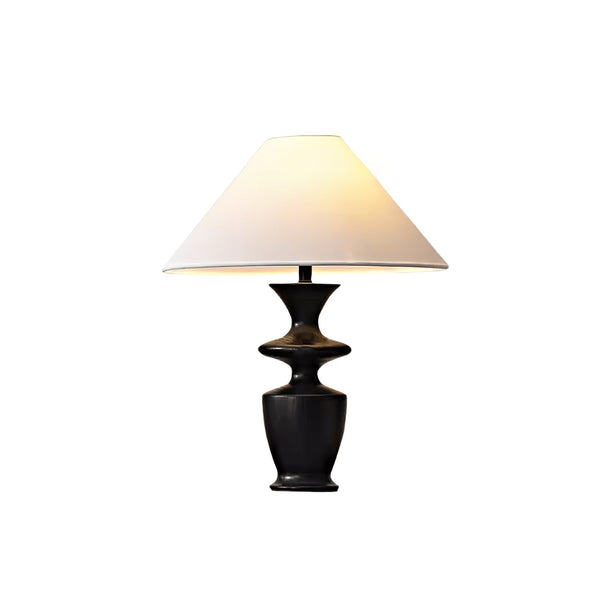 modern black wood fabric table lamp