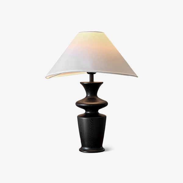 modern black wood fabric table lamp