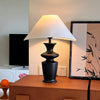 modern black wood fabric table lamp