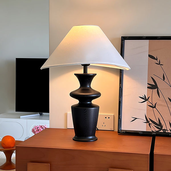 modern black wood fabric table lamp