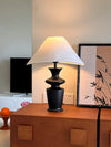 modern black wood fabric table lamp