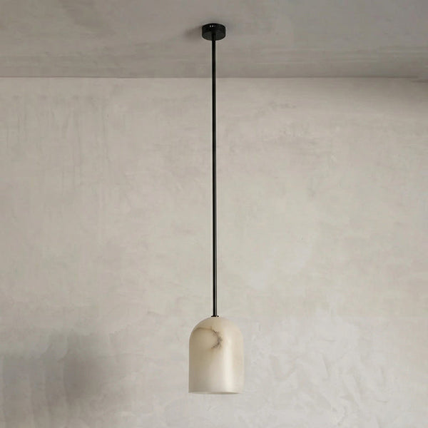 modern brass alabaster belfry arm pendant lamp