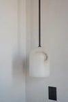 modern brass alabaster belfry arm pendant lamp