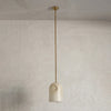 modern brass alabaster belfry arm pendant lamp