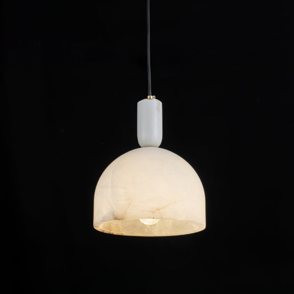 modern brass alabaster bowl pendant light