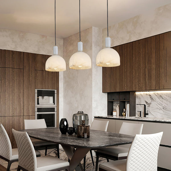 modern brass alabaster bowl pendant light