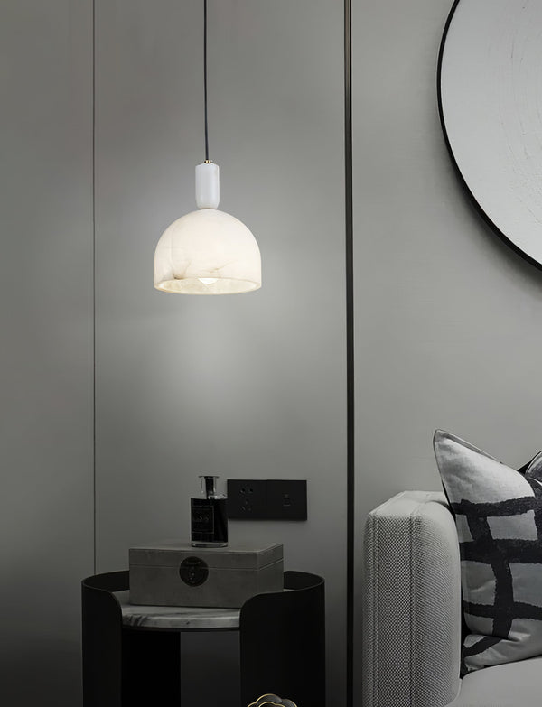 modern brass alabaster bowl pendant light