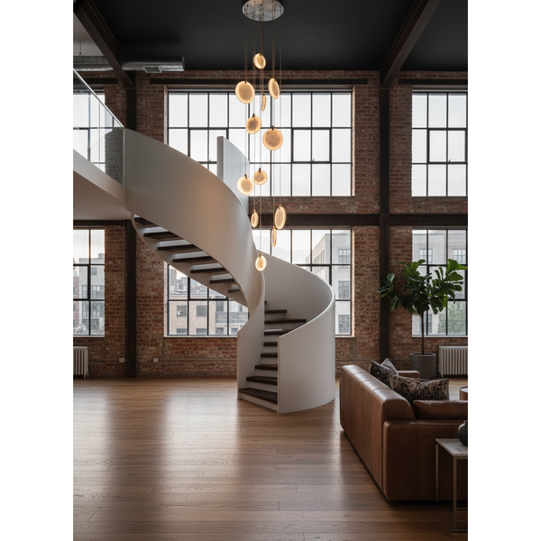 modern brass alabaster disc pendant light
