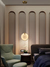 modern brass alabaster disc pendant light