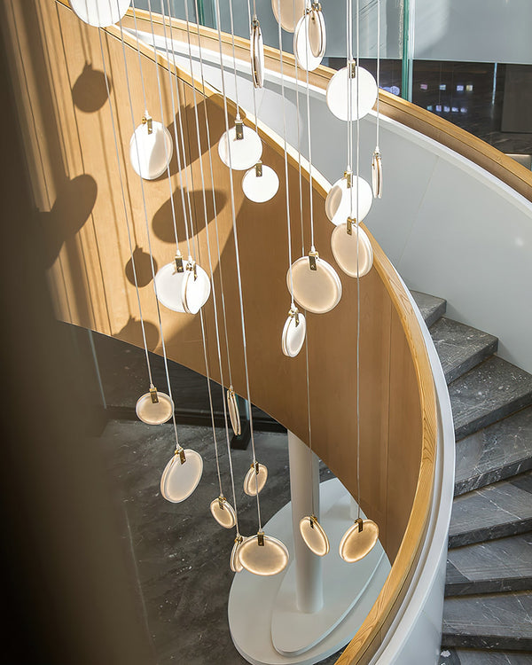 modern brass alabaster disc pendant light