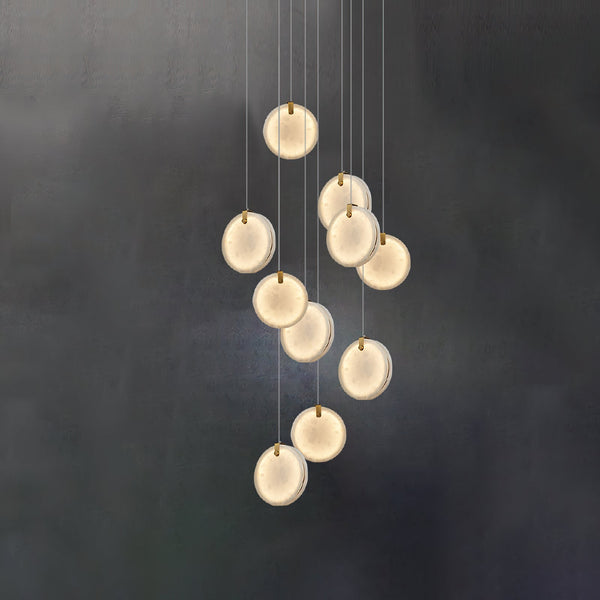 modern brass alabaster disc pendant light