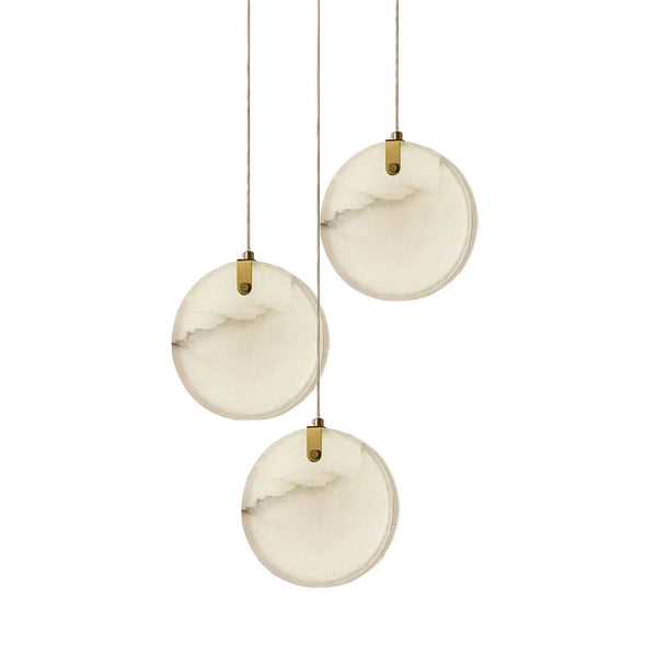 modern brass alabaster disc pendant light