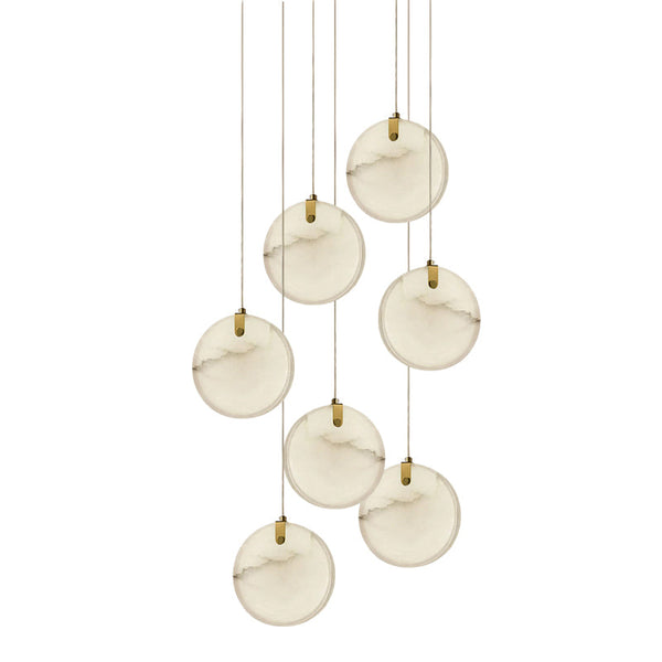 modern brass alabaster disc pendant light