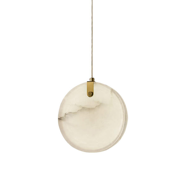 modern brass alabaster disc pendant light