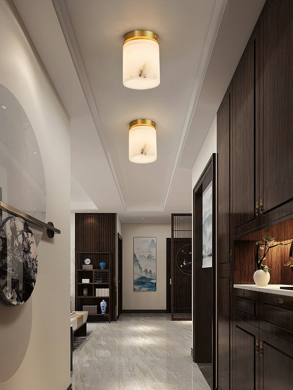 modern brass alabaster flush mount ceiling light 6
