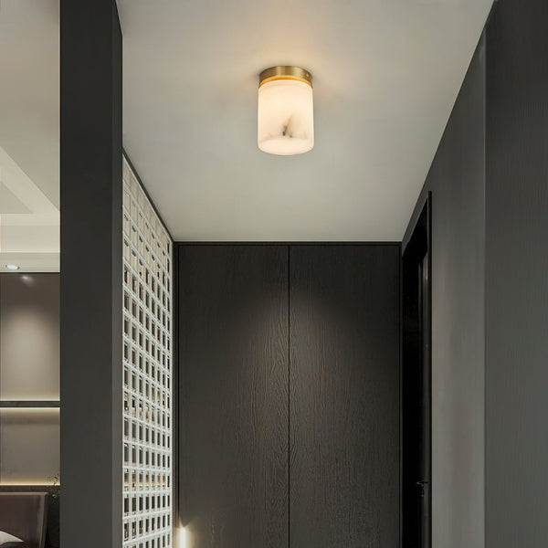 modern brass alabaster flush mount ceiling light 6