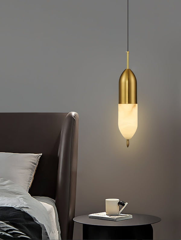 modern brass alabaster orb pendant light