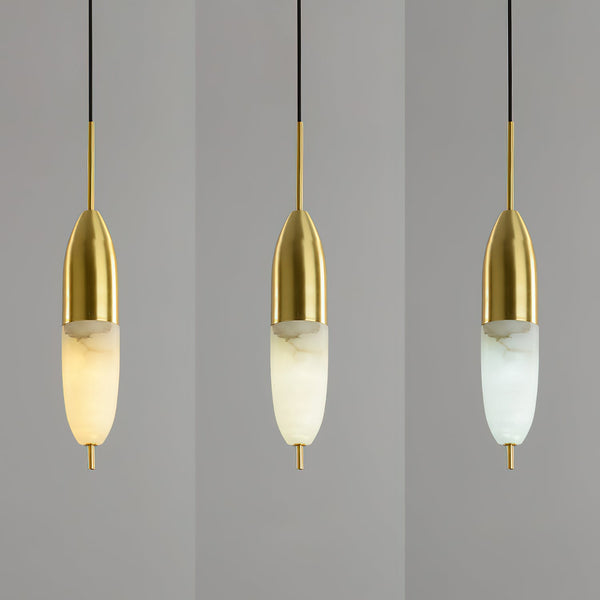 modern brass alabaster orb pendant light