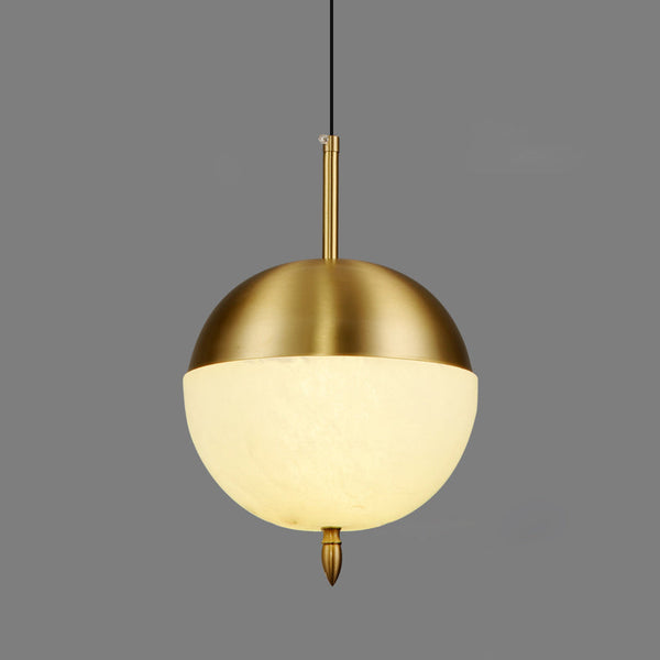 modern brass alabaster orb pendant light