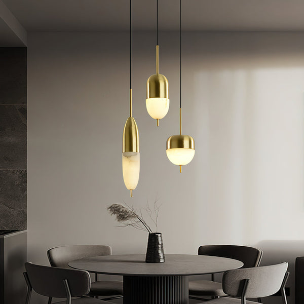 modern brass alabaster orb pendant light