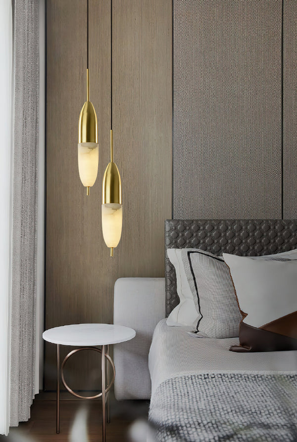 modern brass alabaster orb pendant light