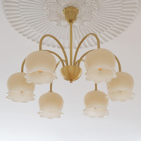modern brass beige glass orchid chandelier