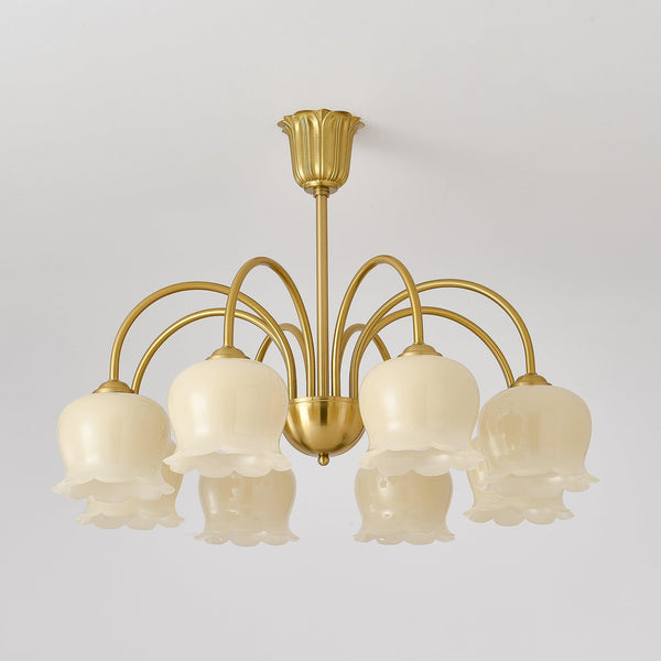 modern brass beige glass orchid chandelier