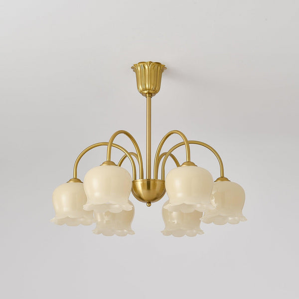 modern brass beige glass orchid chandelier