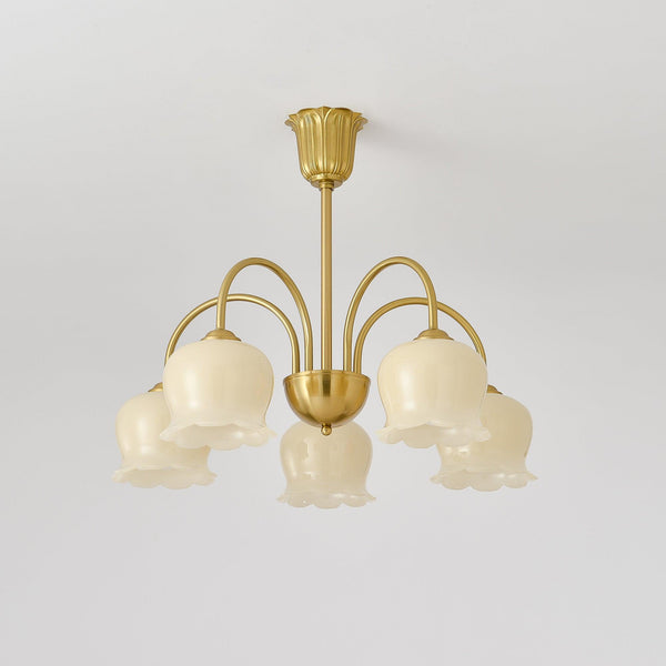 modern brass beige glass orchid chandelier