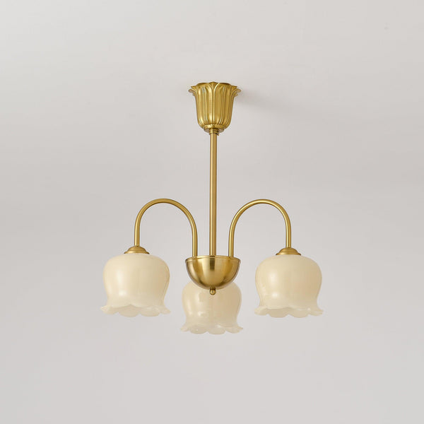 modern brass beige glass orchid chandelier