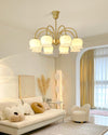 modern brass beige glass orchid chandelier