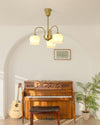 modern brass beige glass orchid chandelier