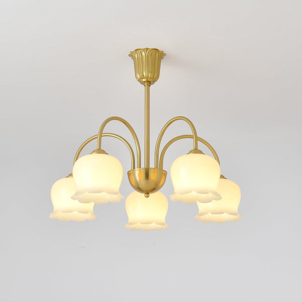 modern brass beige glass orchid chandelier