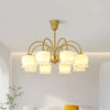 modern brass beige glass orchid chandelier