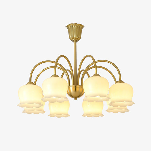 modern brass beige glass orchid chandelier