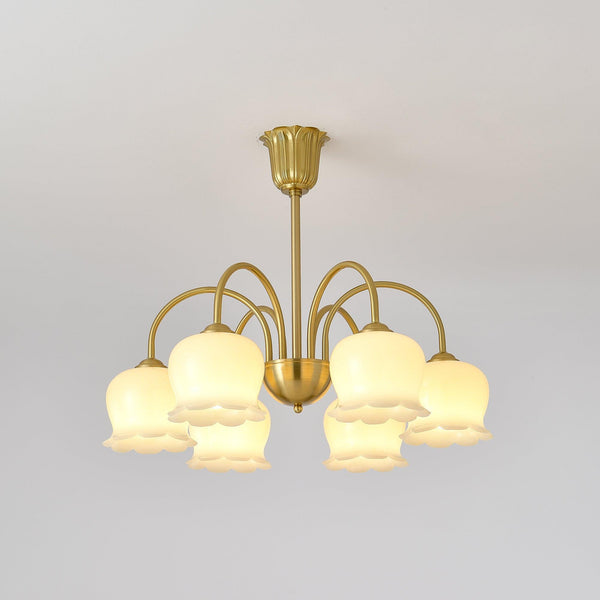 modern brass beige glass orchid chandelier