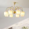modern brass beige glass orchid chandelier
