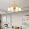 modern brass beige glass orchid chandelier