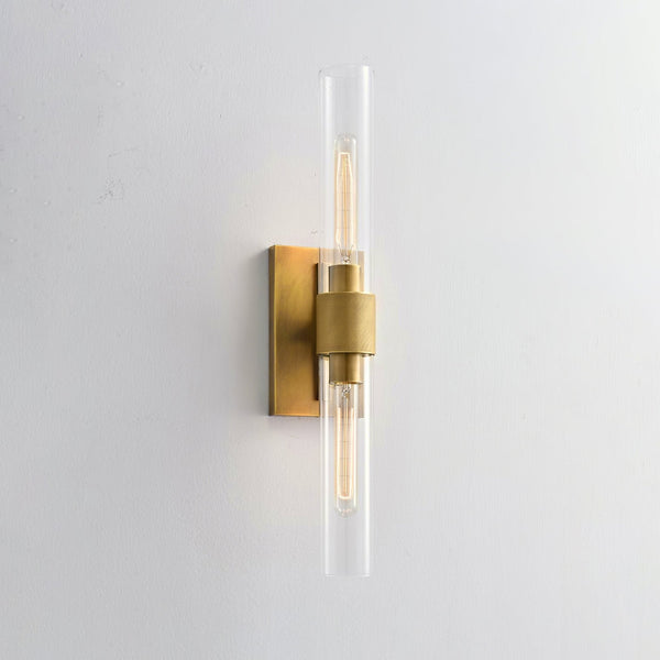 modern brass cylinder glass wall sconce