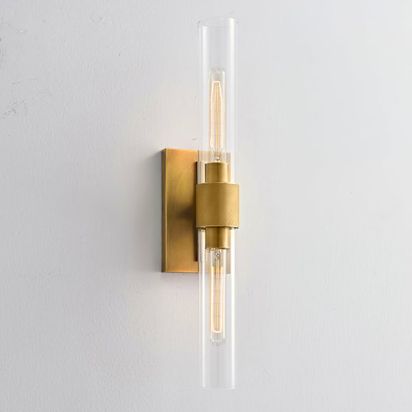modern brass cylinder glass wall sconce