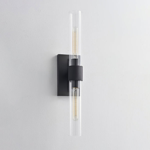 modern brass cylinder glass wall sconce