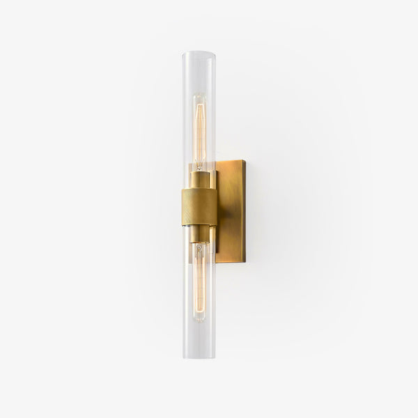 modern brass cylinder glass wall sconce